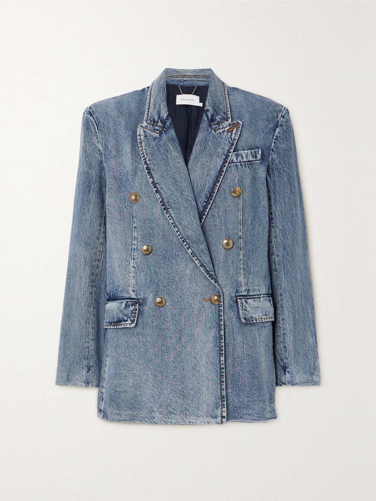 Zimmermann - Luminosity Double-breasted Denim Blazer - Blue