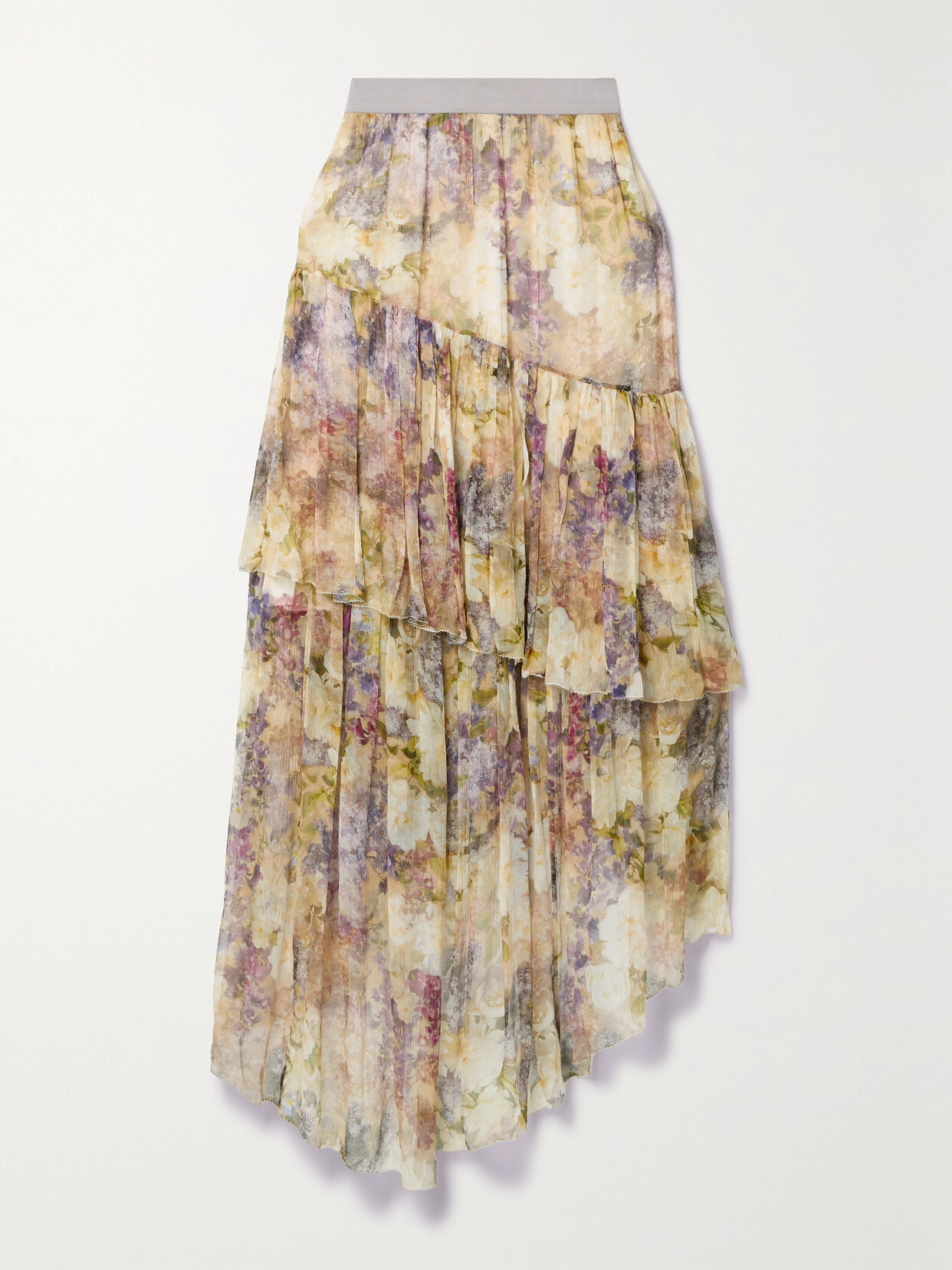 Zimmermann - Lyrical Asymmetric Floral-print Silk-georgette Midi Skirt - Cream