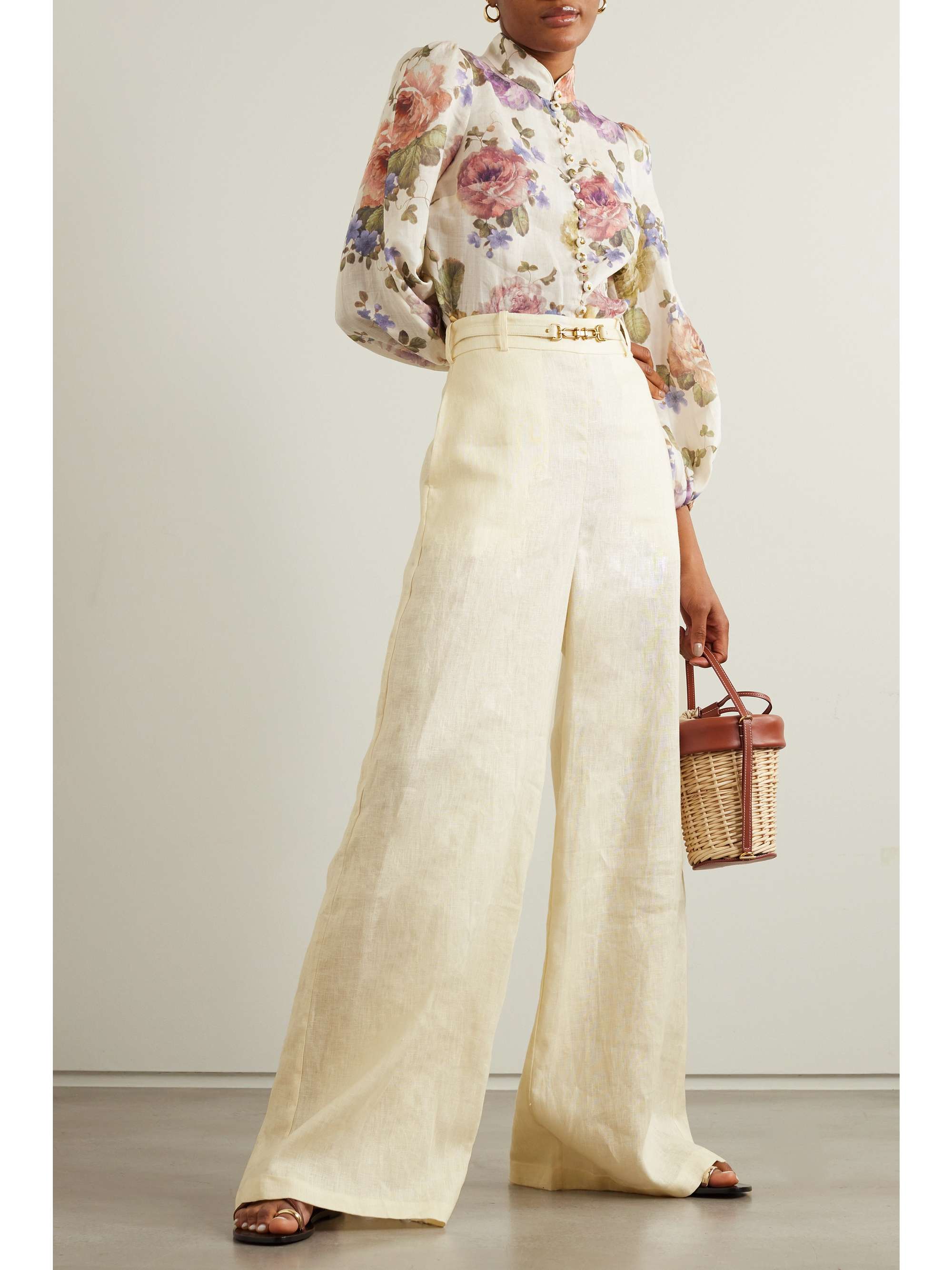 ZIMMERMANN Belted linen wide-leg pants