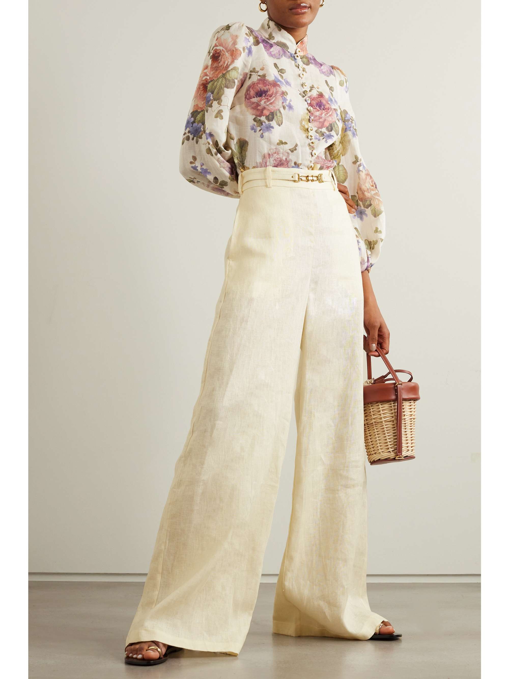 ZIMMERMANN Belted linen wide-leg pants | NET-A-PORTER