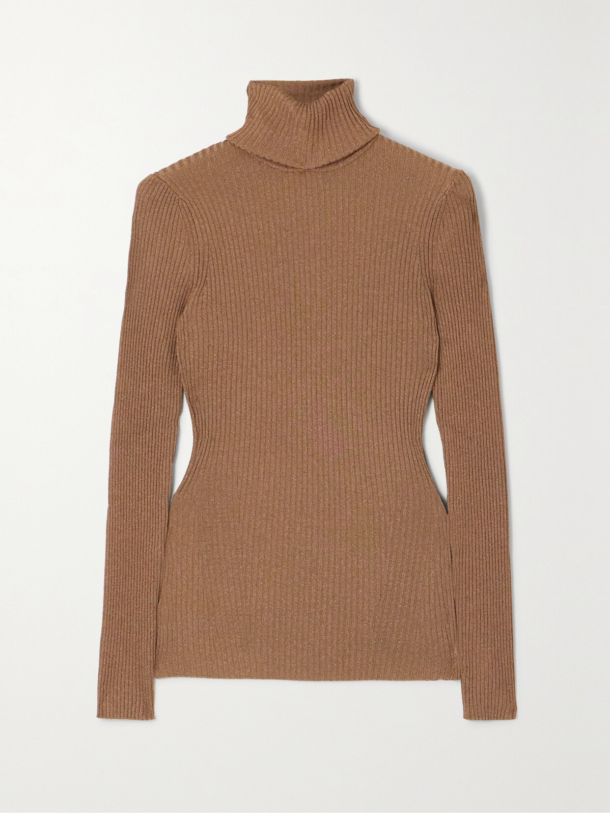 Zimmermann - Luminosity Ribbed Metallic Wool-blend Turtleneck Sweater - Brown