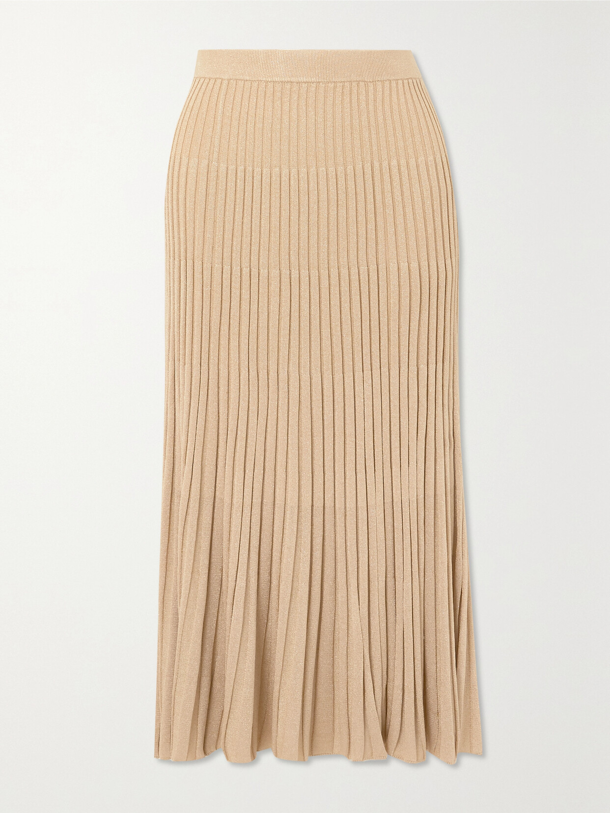 Zimmermann - Pleated Metallic Knitted Maxi Skirt - Gold