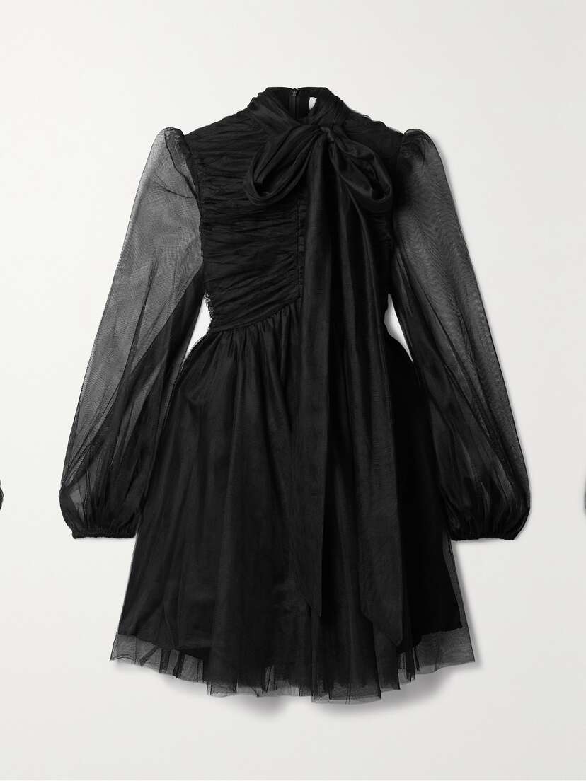 Zimmermann Pussy-bow Gathered Tulle Mini Dress