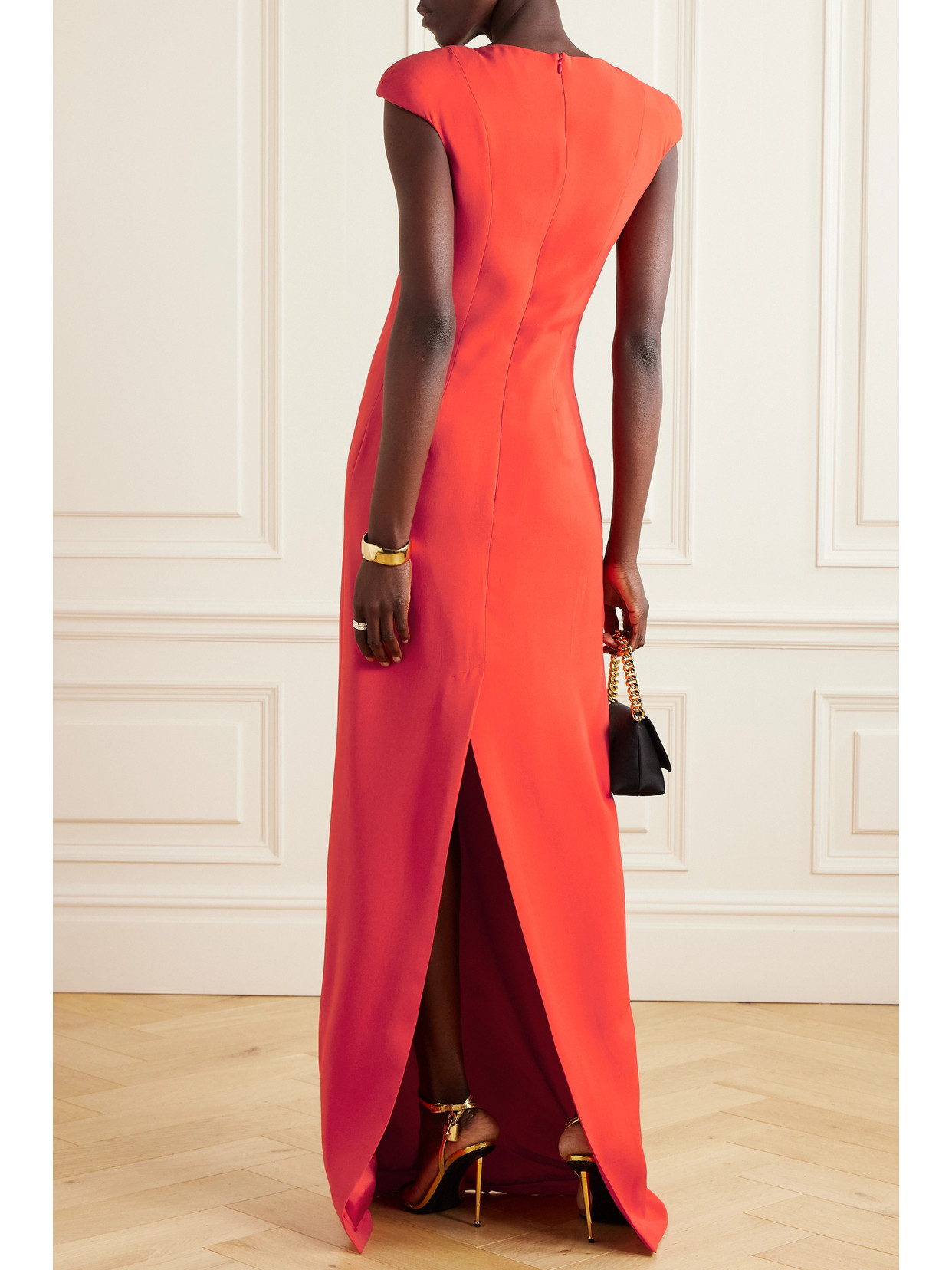 Tom Ford Draped Silk-georgette Gown In Red