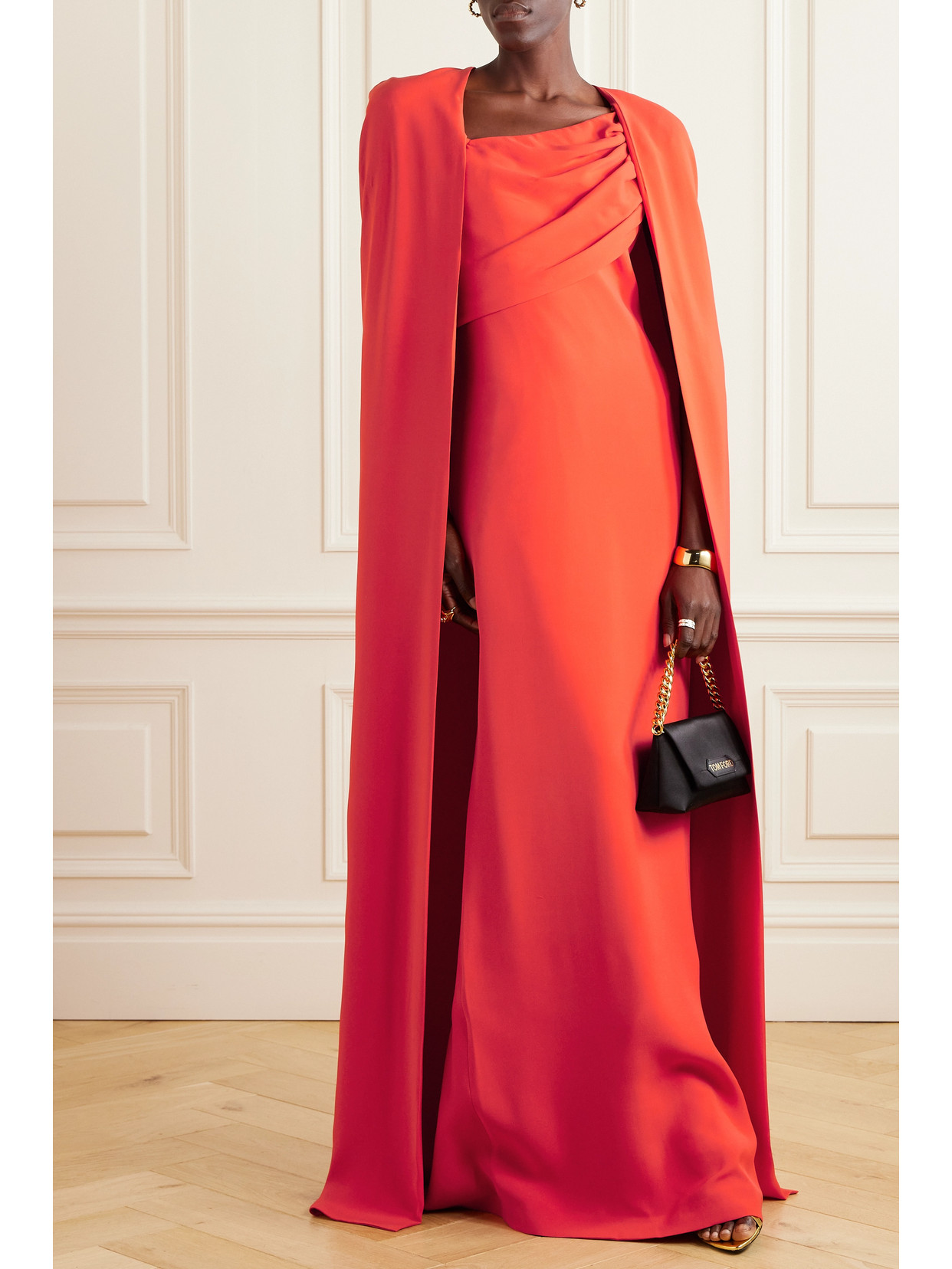 Tom Ford Draped Silk-georgette Gown In Red