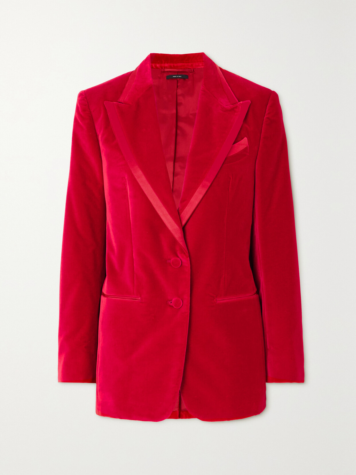 TOM FORD - Silk-trimmed Cotton-velvet Blazer - Red