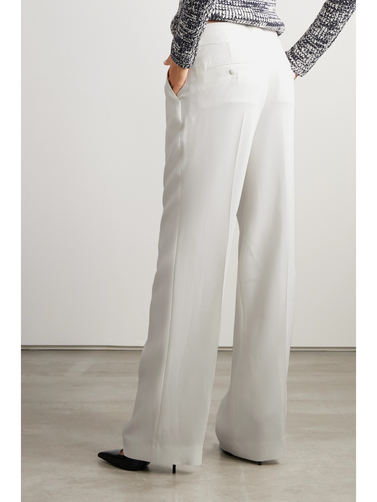 Tom Ford Pleated Silk-georgette Wide-leg Pants In White