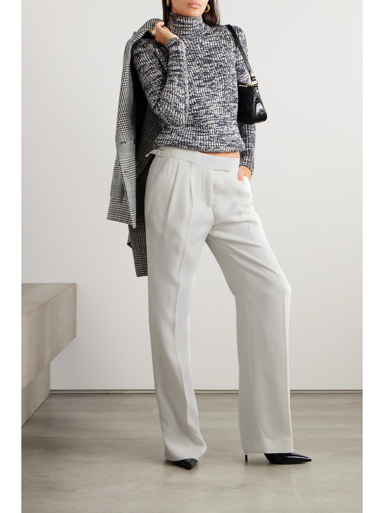 Tom Ford Pleated Silk-georgette Wide-leg Pants In White