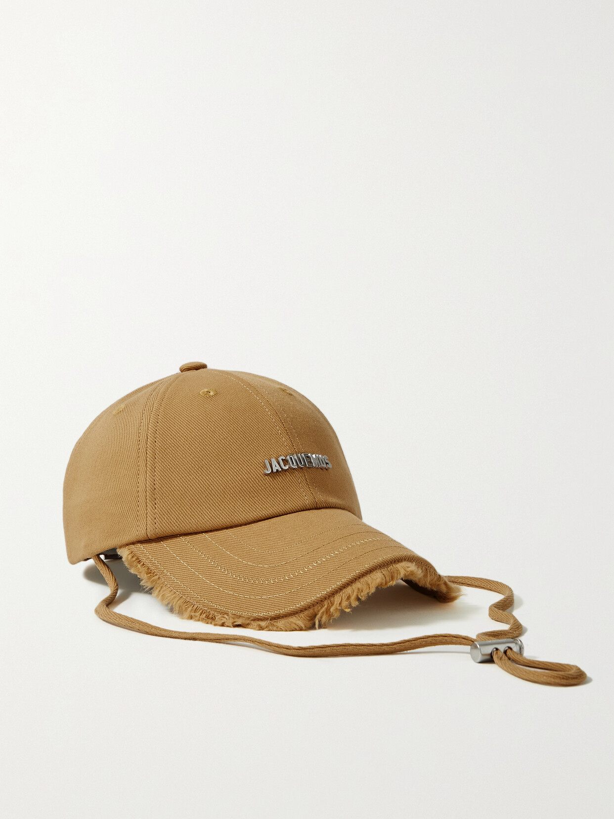 Shop Jacquemus Artichaut Embellished Frayed Cotton-twill Baseball Cap In Neutrals