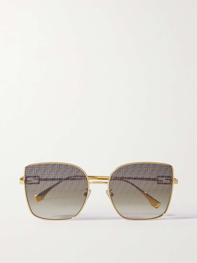 FENDI EYEWEAR Baguette Oversized Square-frame Gold-tone Sunglasses