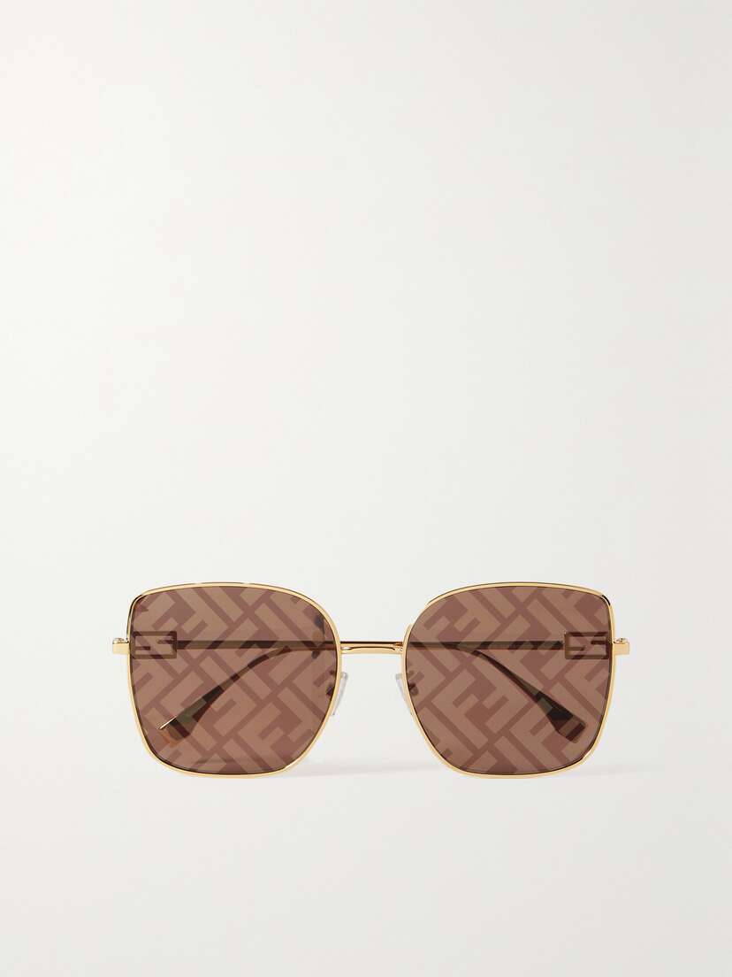FENDI EYEWEAR Square-frame Gold-tone Sunglasses