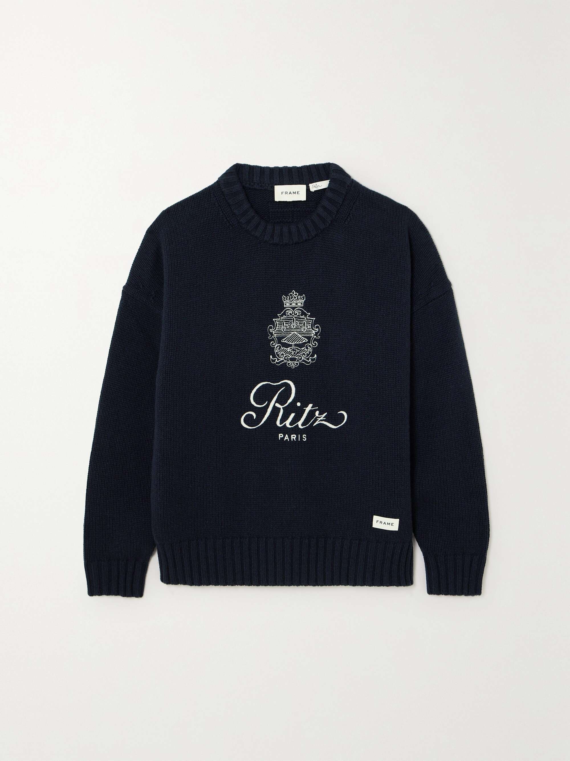 FRAME + Ritz Paris embroidered cashmere sweater | NET-A-PORTER