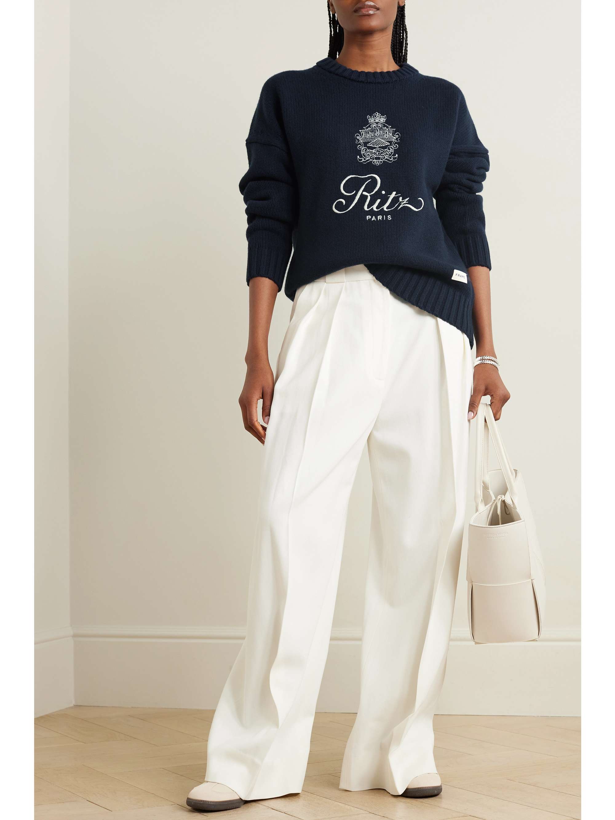 FRAME + Ritz Paris embroidered cashmere sweater | NET-A-PORTER