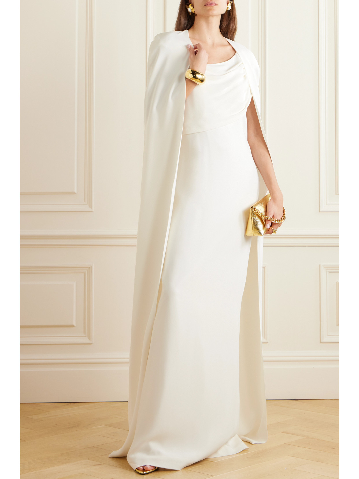 Tom Ford Silk Evening Cape In White