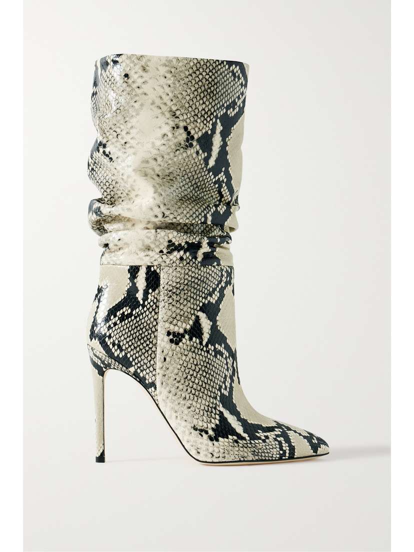 Paris Texas Slouchy Snake-effect Leather Boots