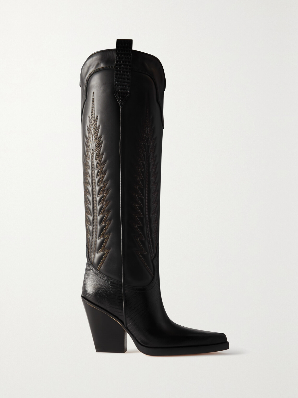 Paris Texas - El Dorado Embroidered Snake-effect Leather Cowboy Boots - Black