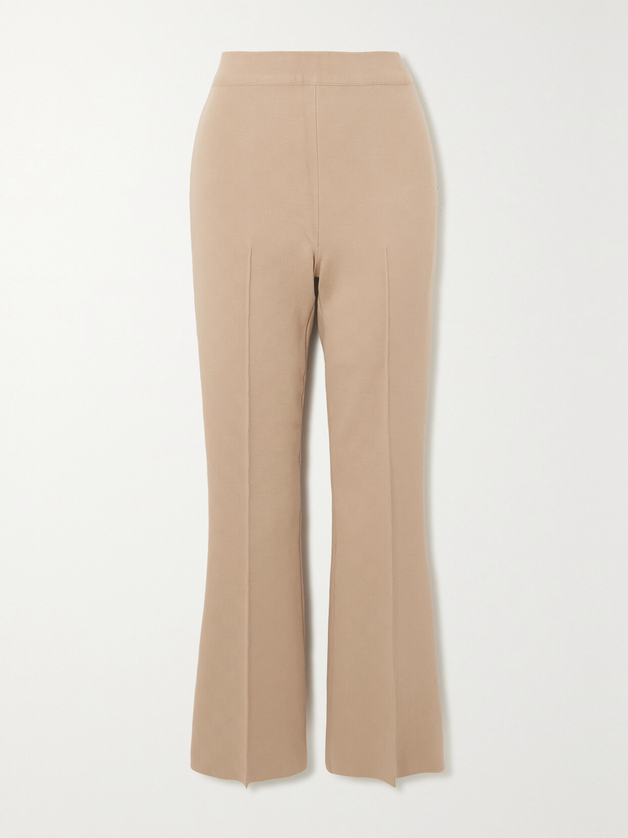 HIGH SPORT - Kick Cropped Stretch-cotton Flared Pants - Neutrals