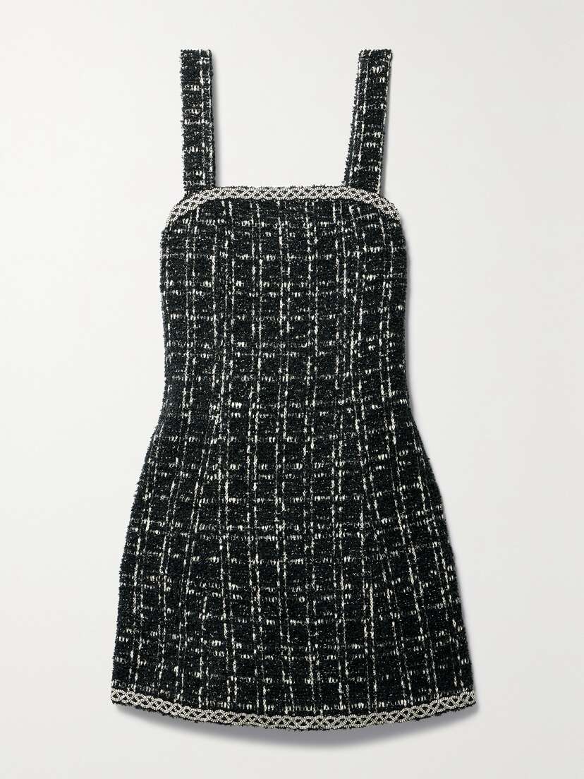 Alice + Olivia Liran Crystal-embellished Metallic Tweed Mini Dress