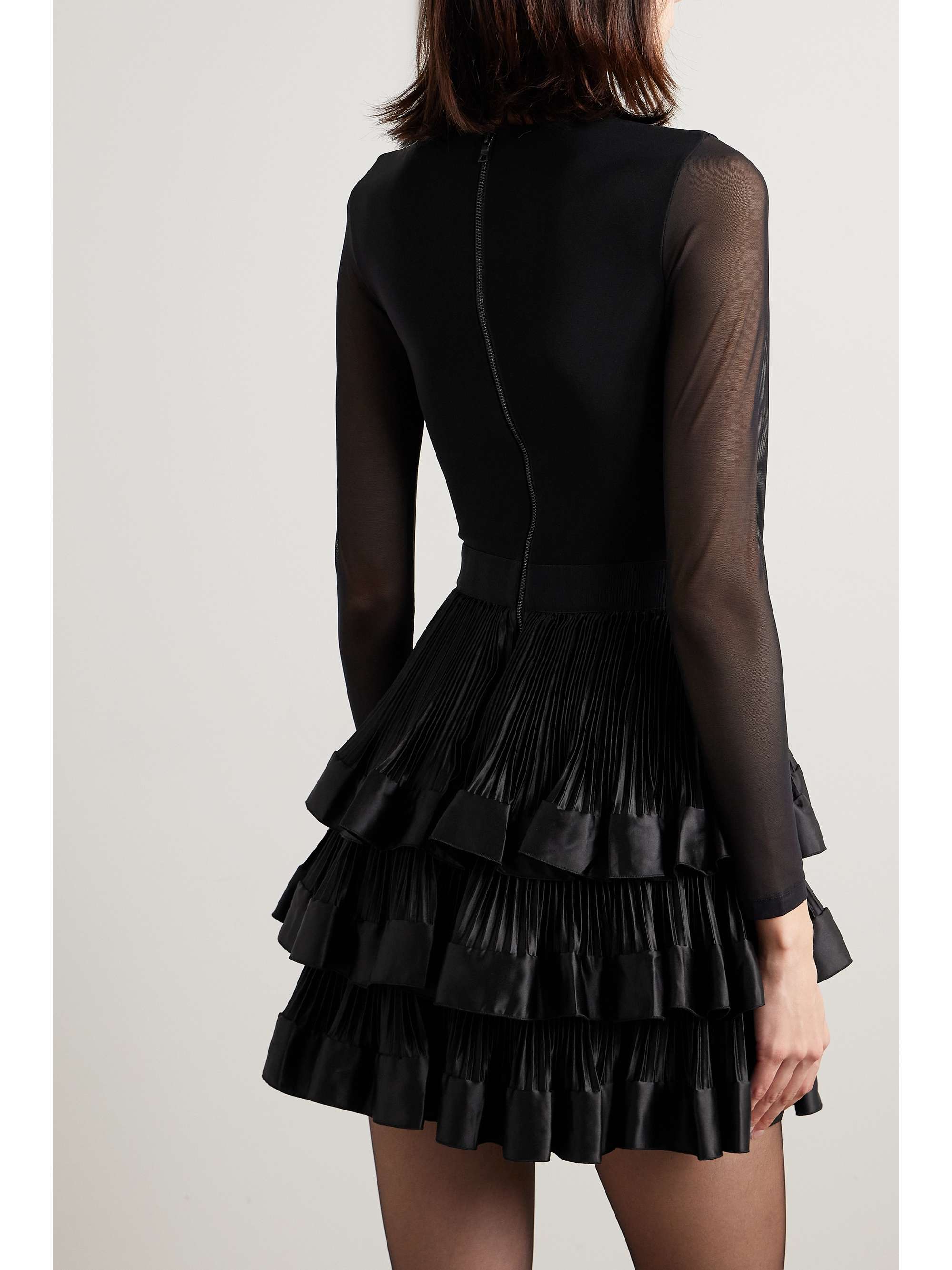 ALICE + OLIVIA Chara layered tulle and ruffled satin mini dress | NET-A ...