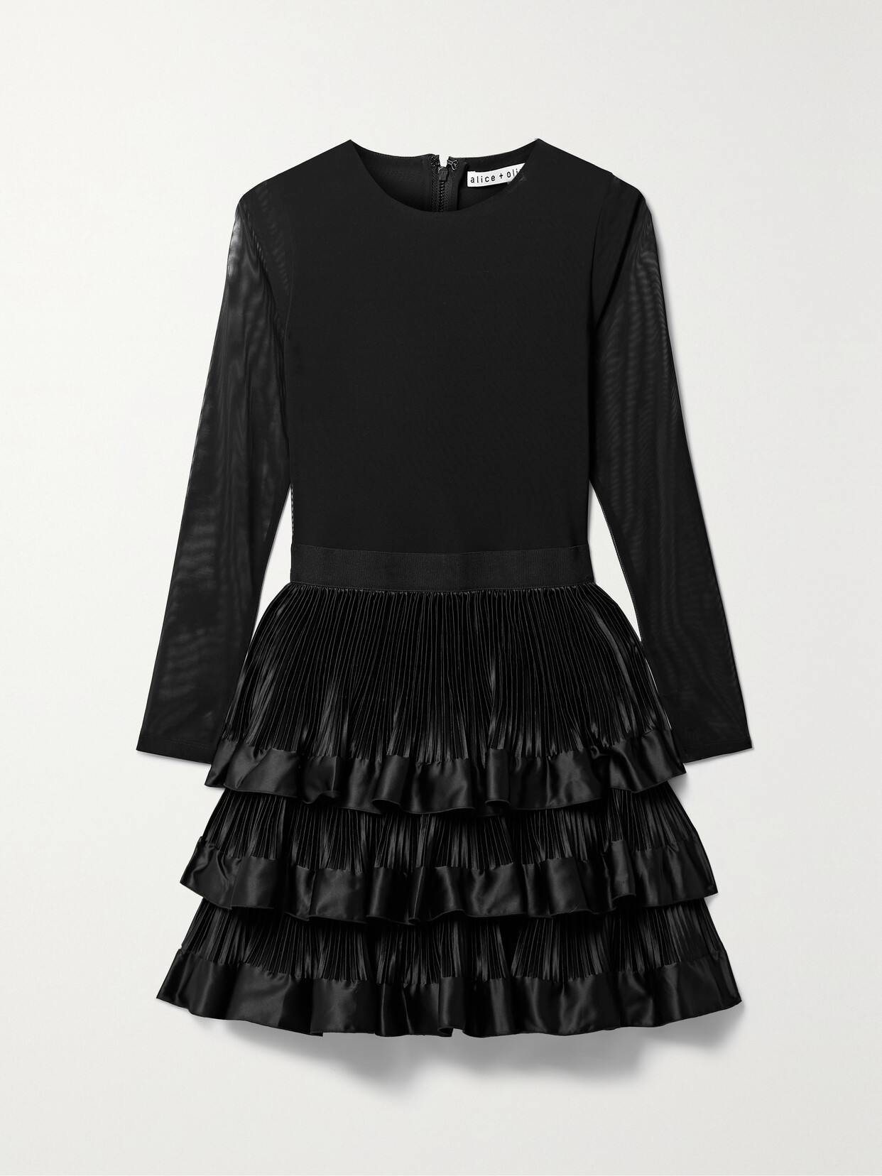 Shop Alice And Olivia Chara Layered Tulle And Ruffled Satin Mini Dress In Black