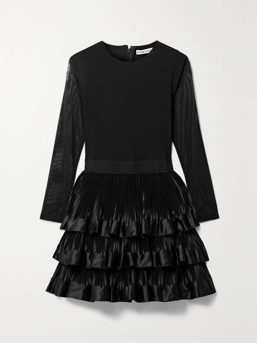 Alice + Olivia Chara Layered Tulle And Ruffled Satin Mini Dress