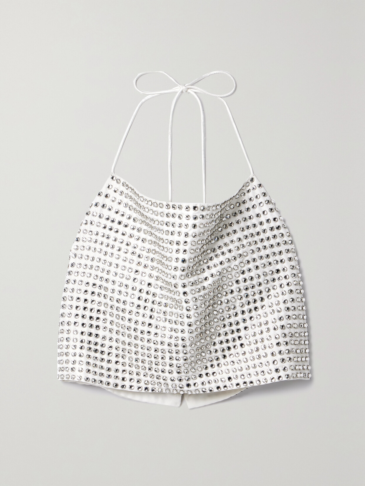 Alice + Olivia Grazi Crystal-embellished Satin Halterneck Top - Silver