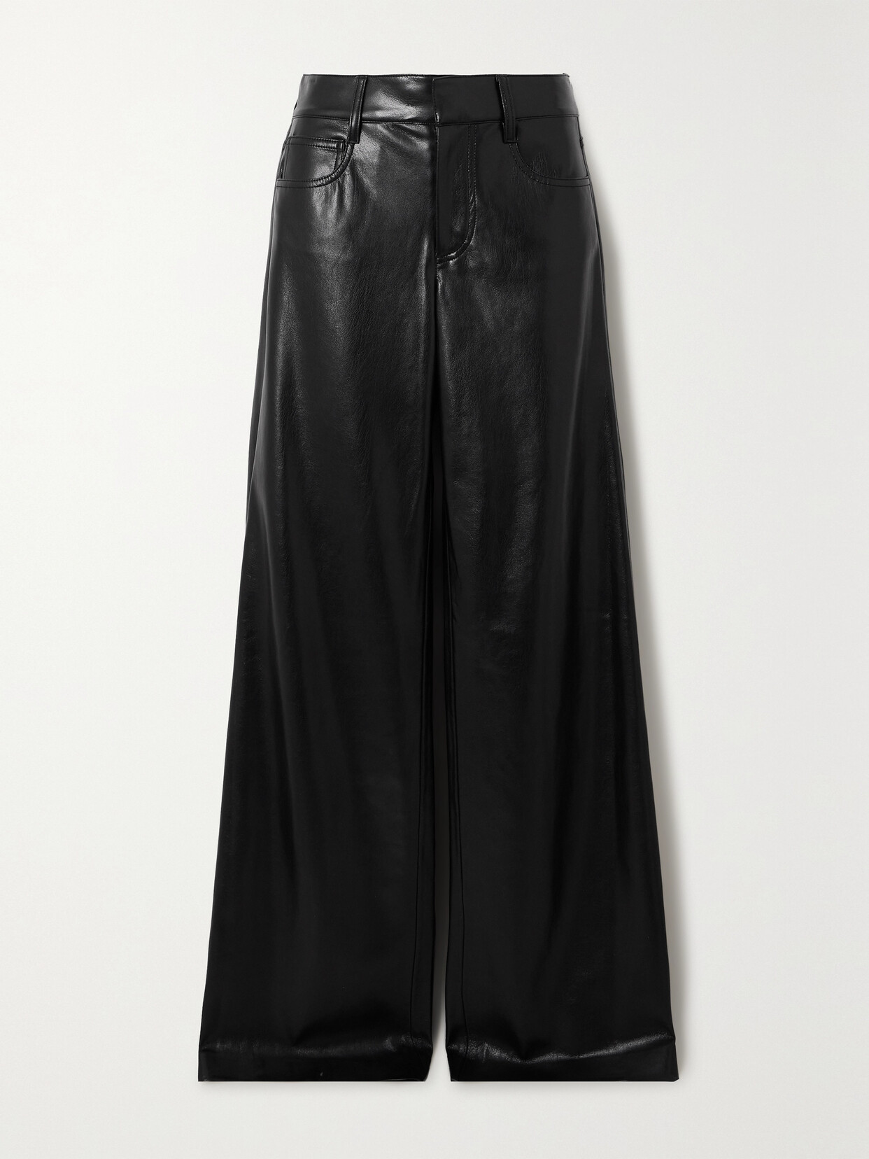Alice And Olivia Anders Faux Leather Wide-leg Pants In Black
