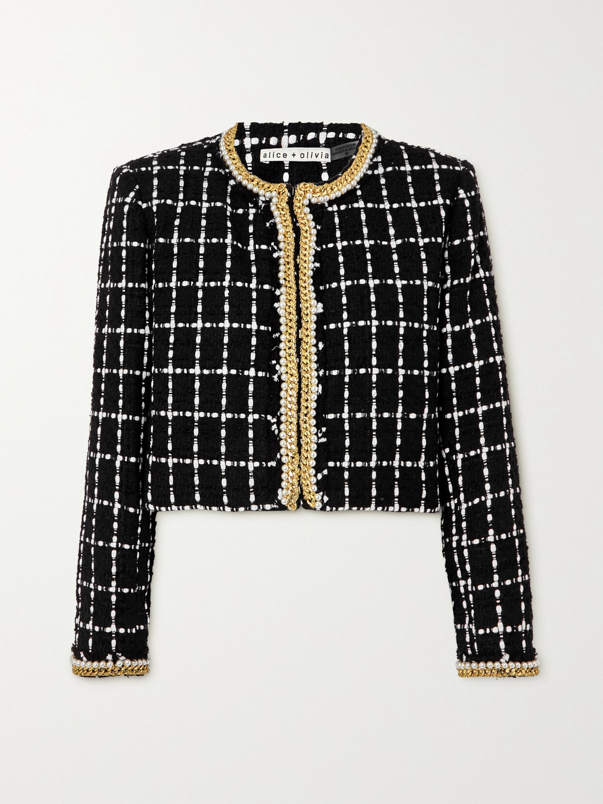 ALICE AND OLIVIA SABINA EMBELLISHED TWEED JACKET