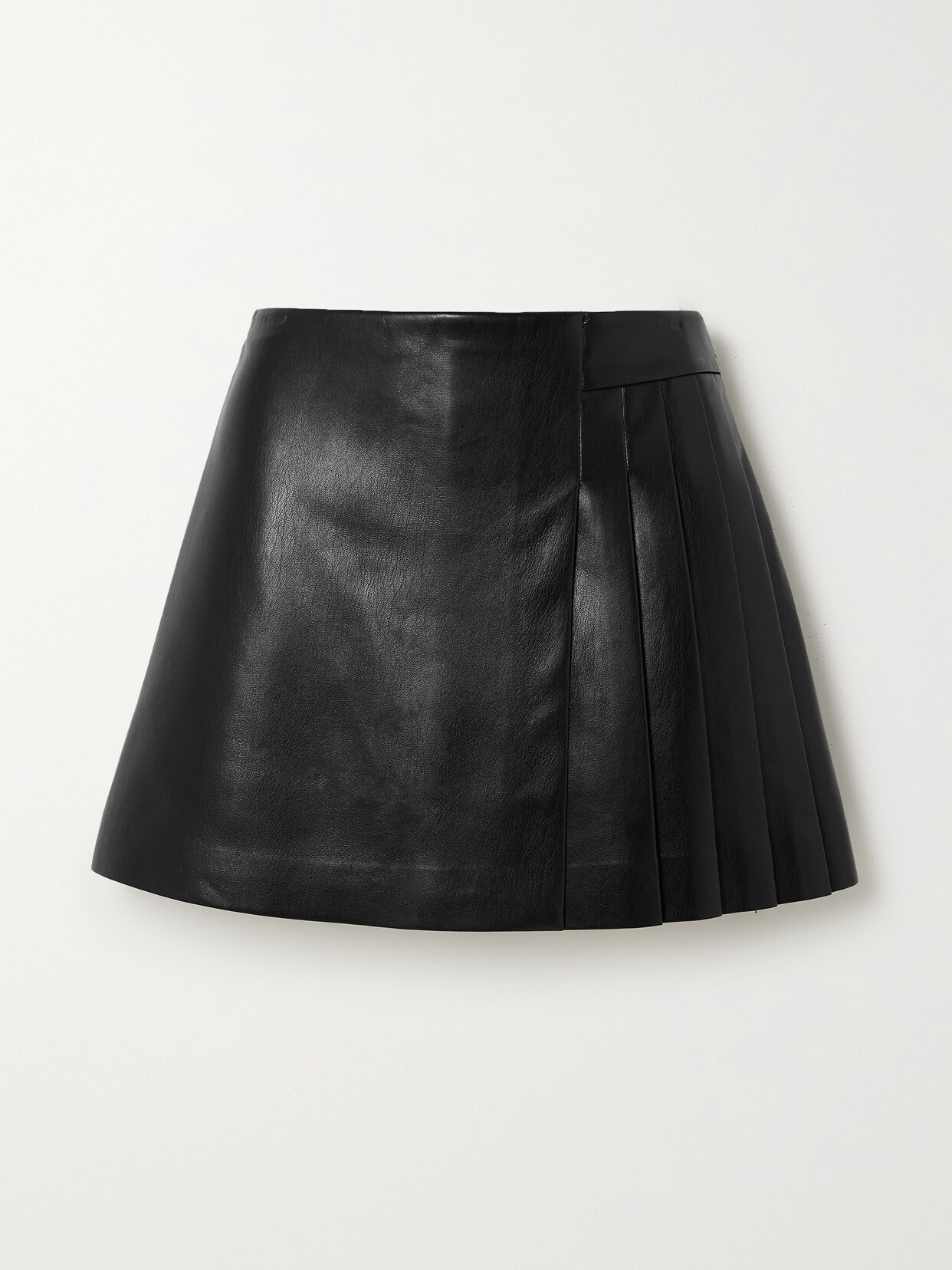 ALICE AND OLIVIA TONI PLEATED VEGAN LEATHER MINI SKIRT