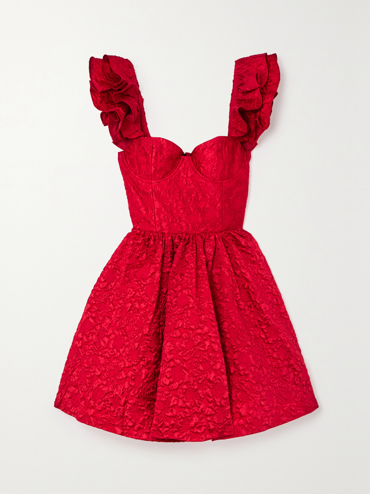 Alice + Olivia - Bina Ruffled Cloqué Mini Dress - Red