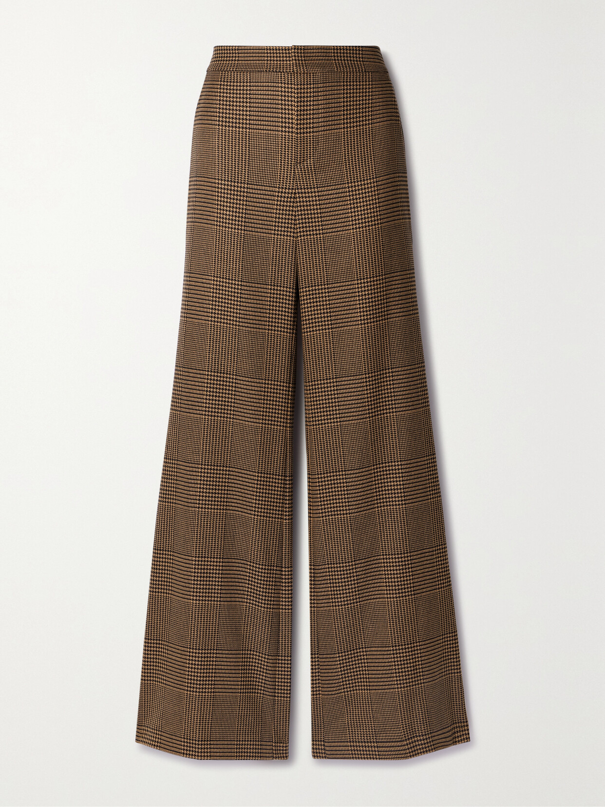 Alice And Olivia Deanna Prince Of Wales Checked Recycled-jacquard Flared Pants In Brown