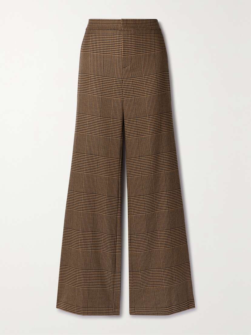 Alice + Olivia Deanna Prince Of Wales Checked Recycled-jacquard Flared Pants