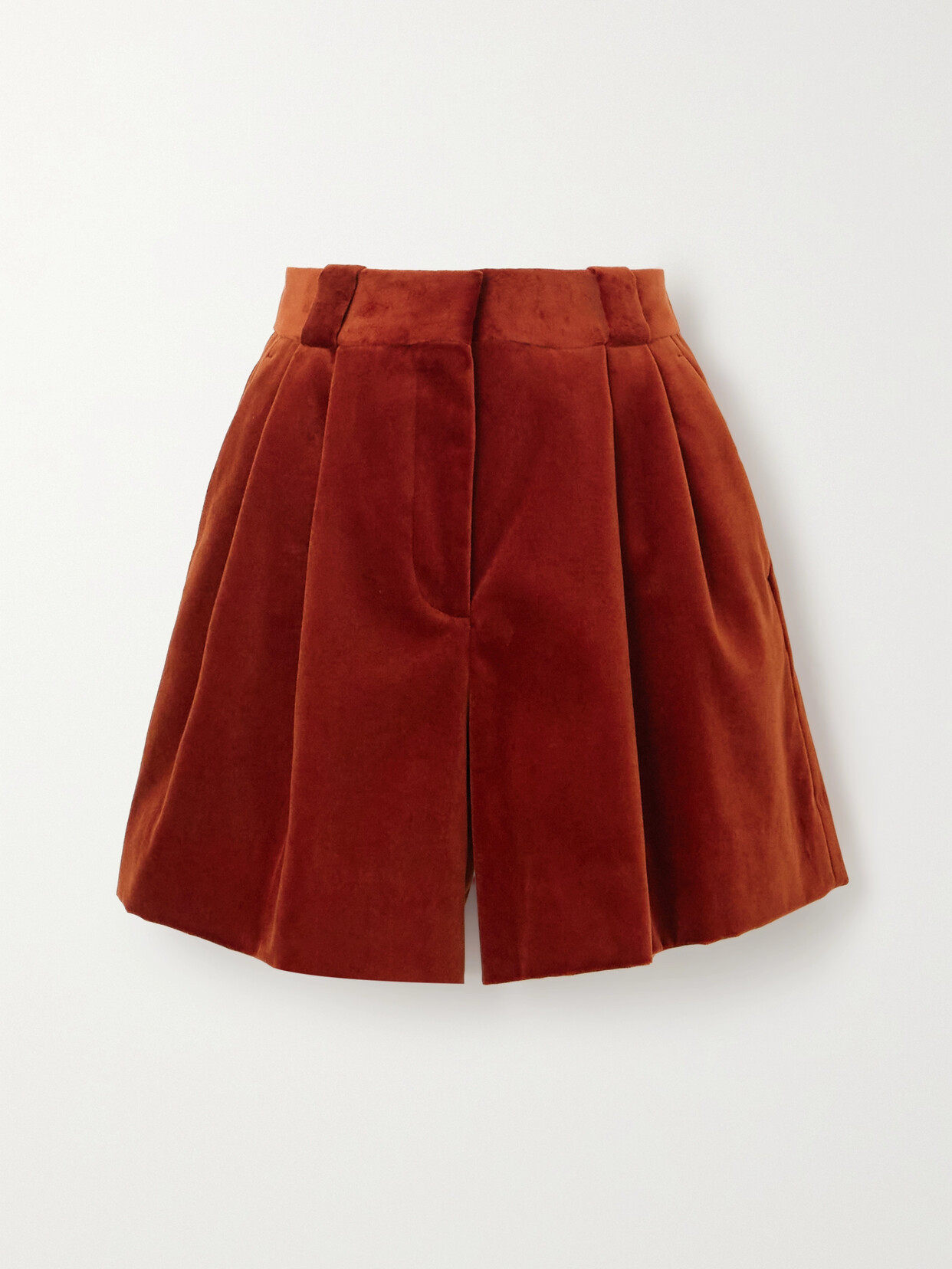 Blazé Milano - Jealousy Pleated Cotton-velvet Shorts - Red