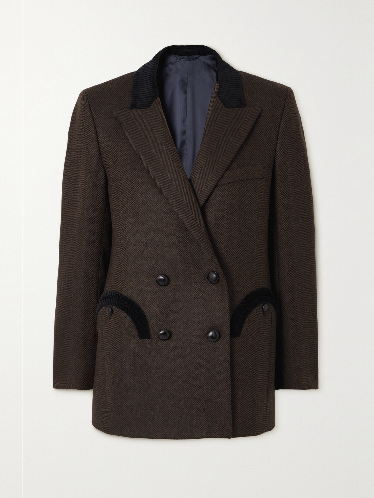 Blazé Milano - Cheveyo Everyday Double-breasted Herringbone Wool Blazer - Brown