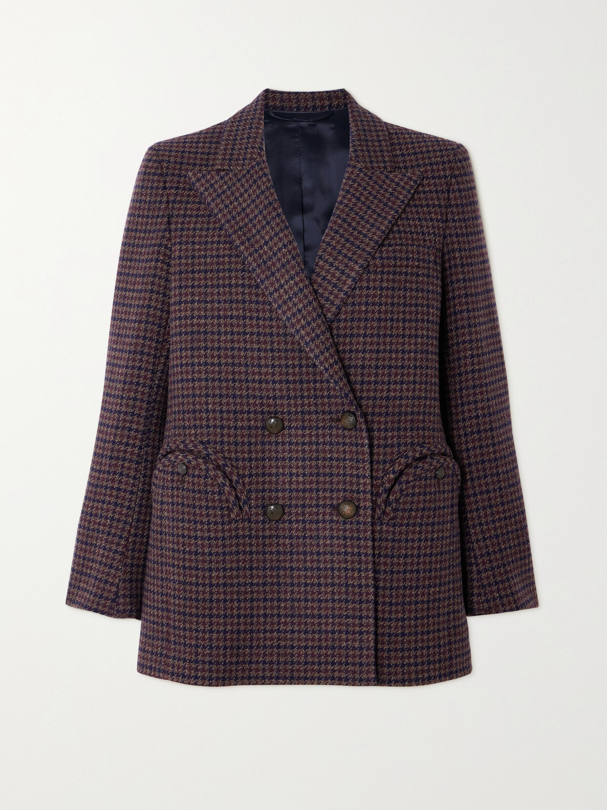 Blazé Milano - Mikado Double-breasted Houndstooth Wool Blazer - Brown