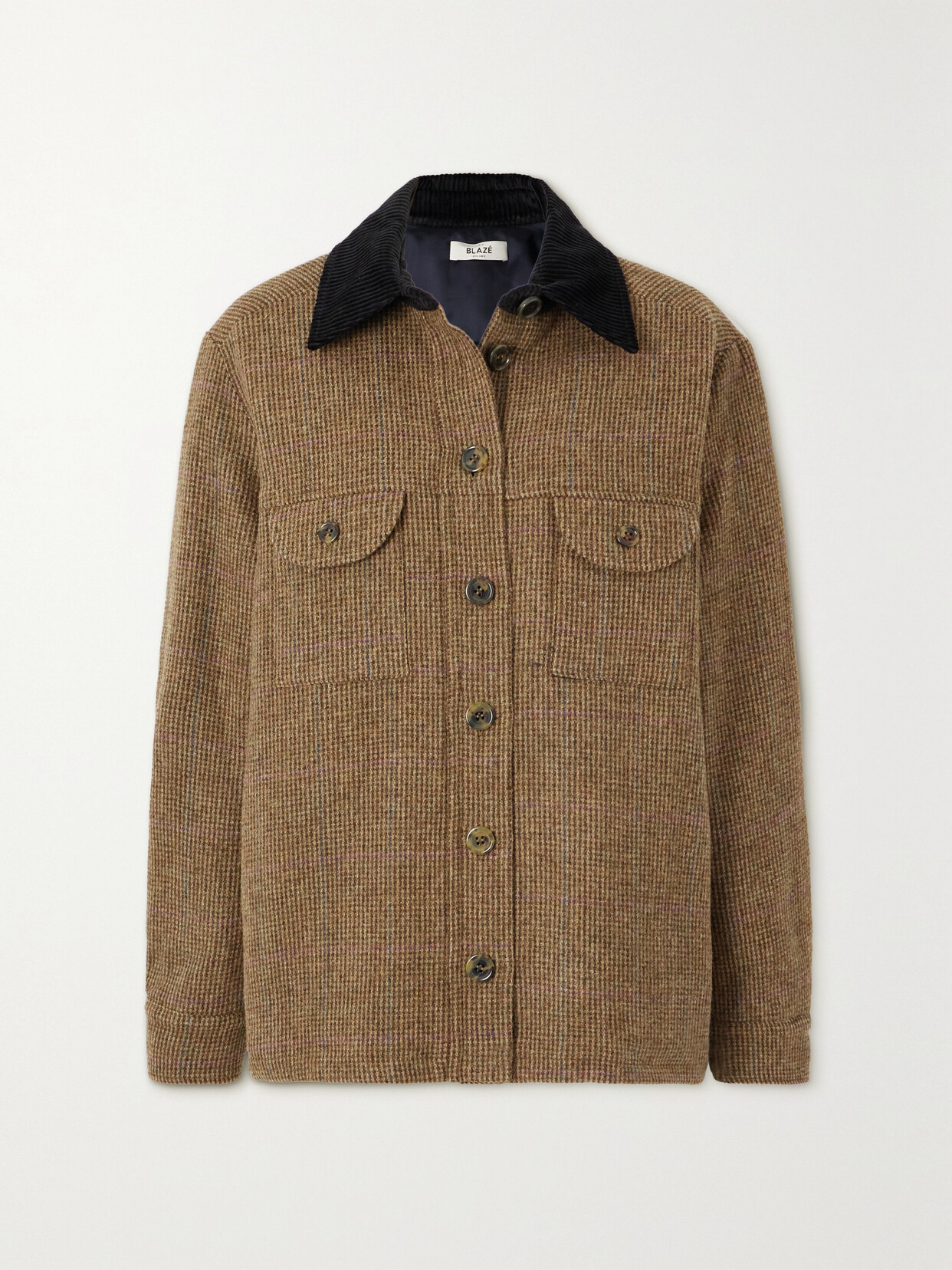 Blazé Milano - Berber Cotton Corduroy-trimmed Padded Wool-tweed Jacket - Brown