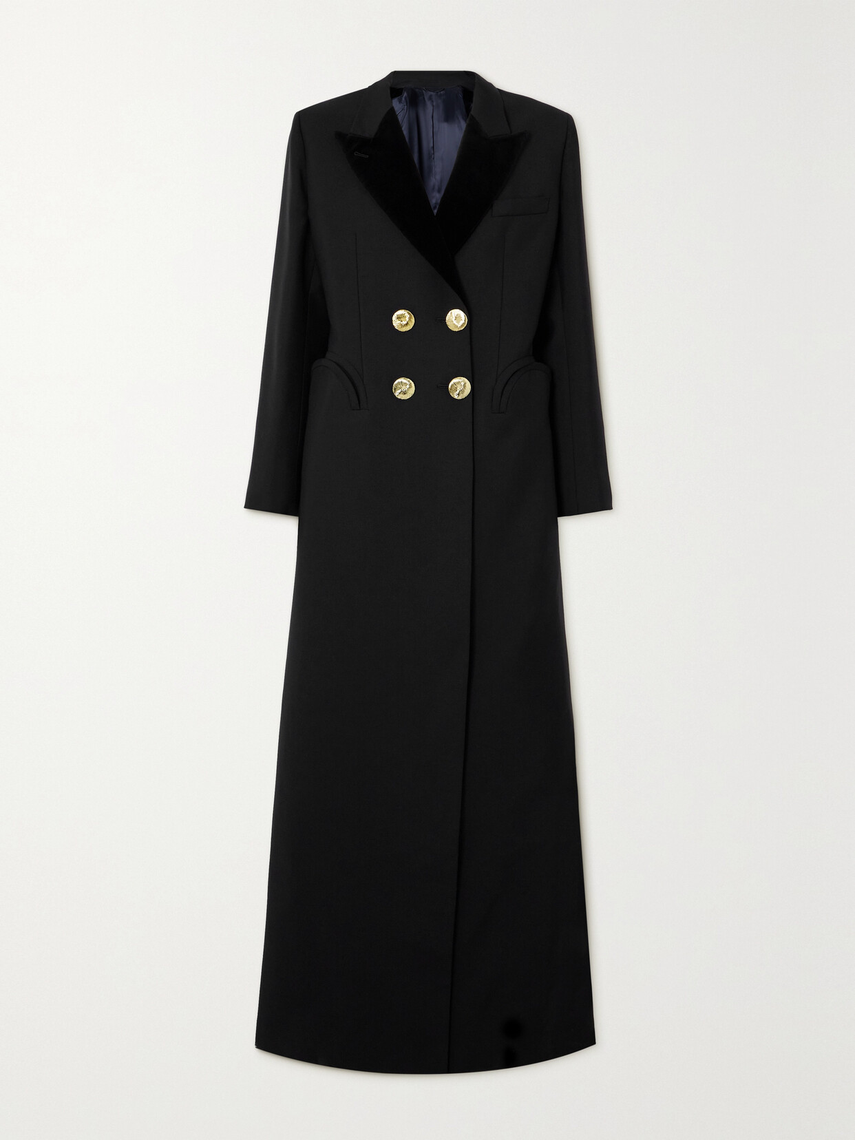 Blazé Milano - Heart Double-breasted Velvet-trimmed Wool And Mohair-blend Coat - Black