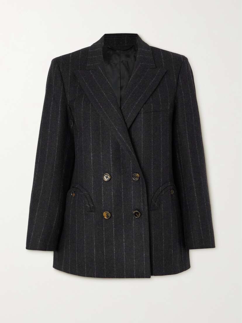 Blazé Milano Everynight Double-breasted Pinstriped Wool And Cashmere-blend Blazer