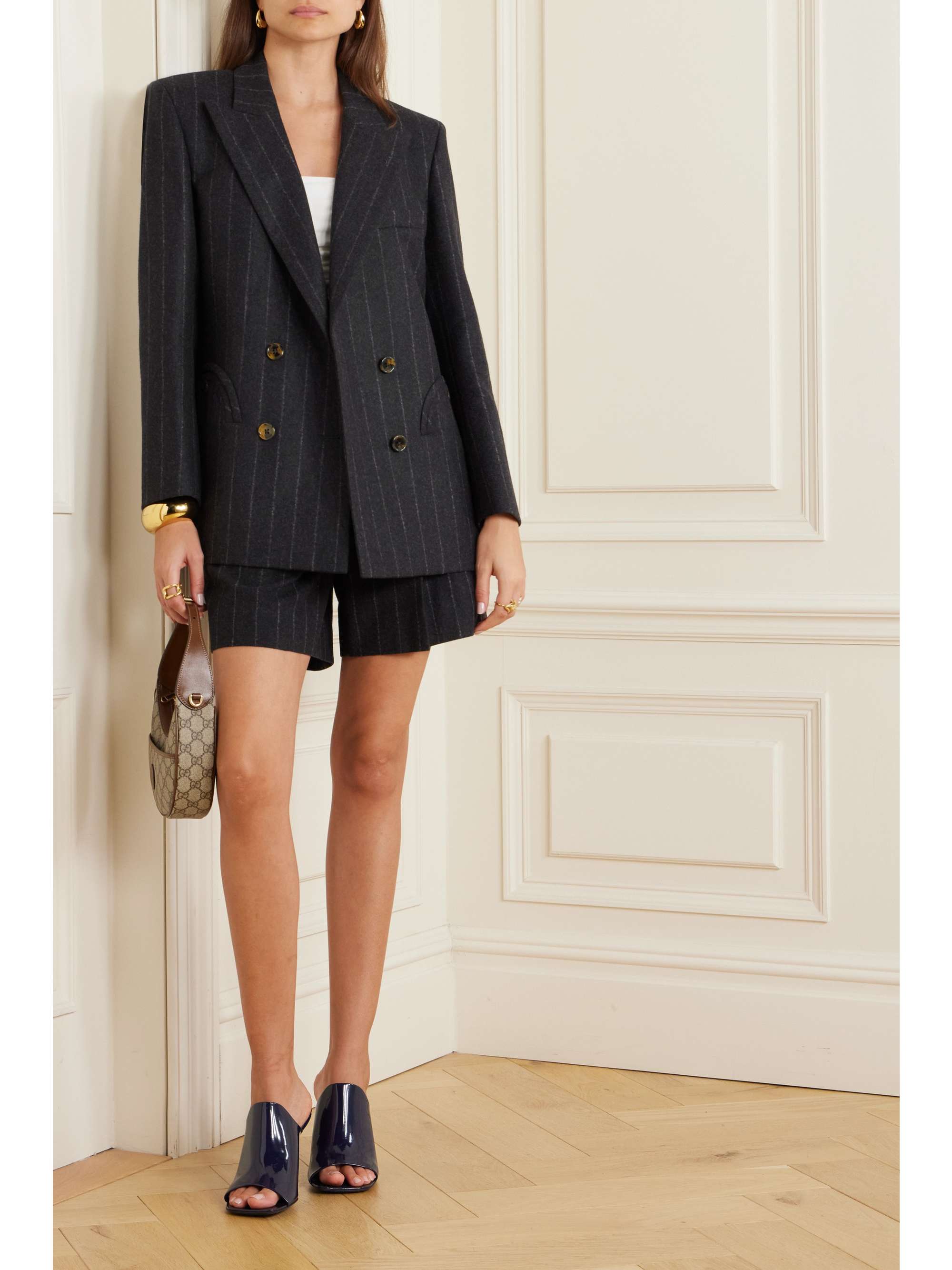 The Milan Double-Breasted Knit Blazer | Latte