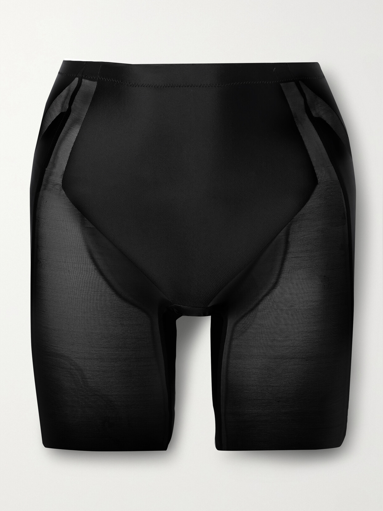 Spanx Shaping Mesh And Stretch-satin Shorts In Black