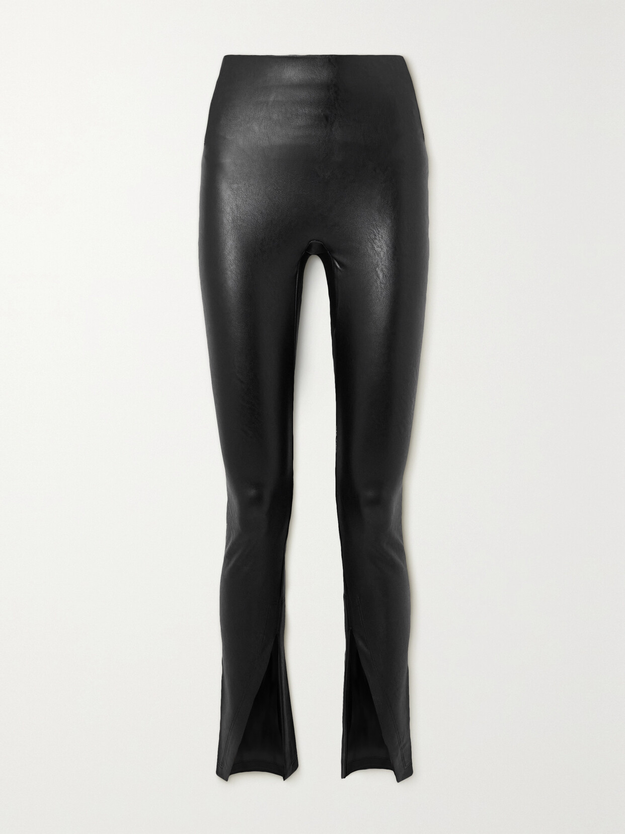 Spanx Faux Leather Front Slit Leggings In Black