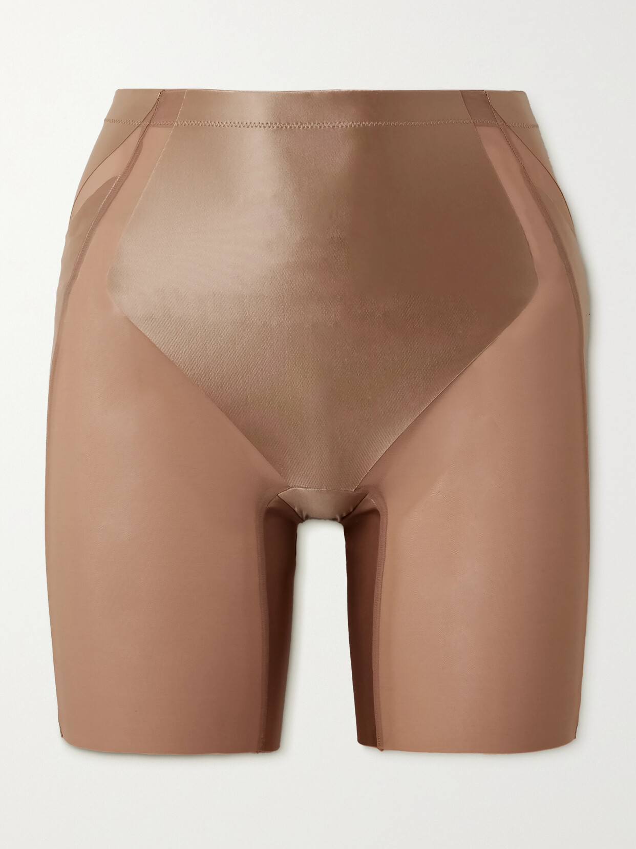 Spanx Shaping Mesh And Stretch-satin Shorts In Neutrals