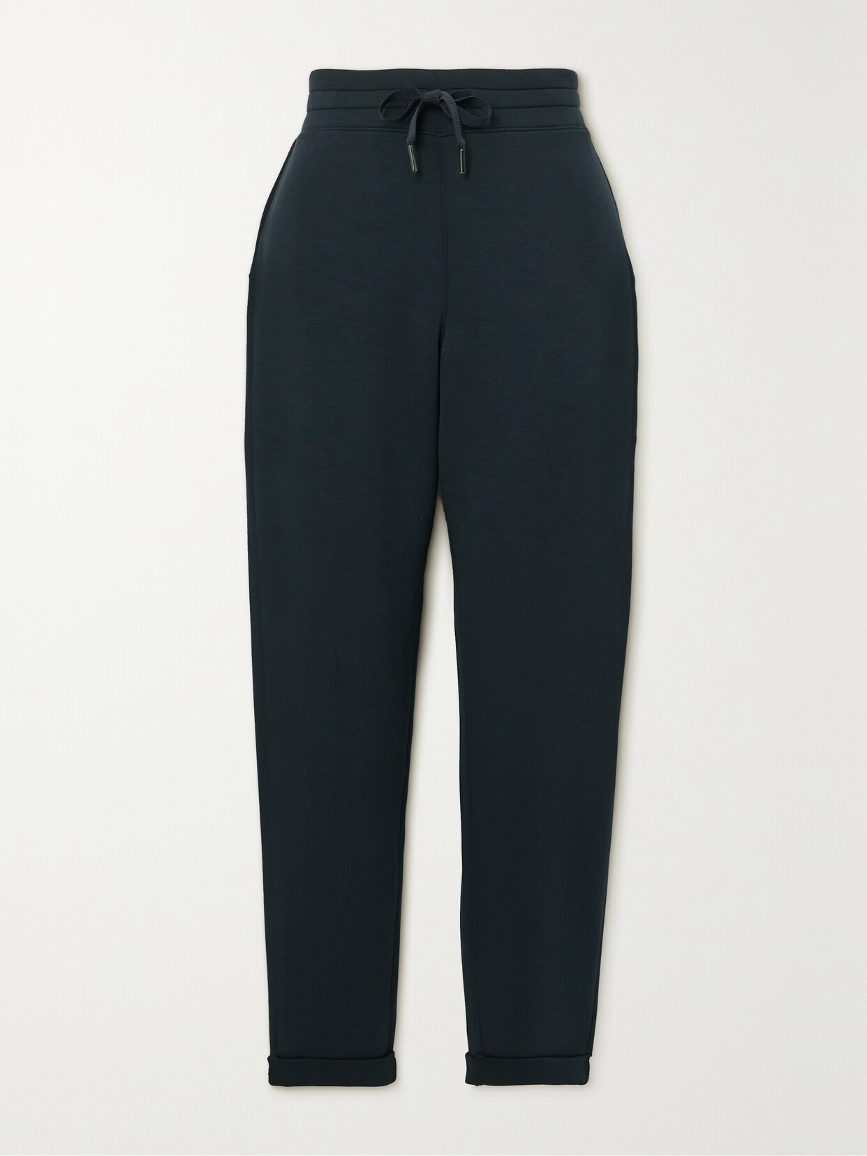 Shop Spanx Active Airessentials Cropped Stretch-jersey Tapered Sweatpants In Black