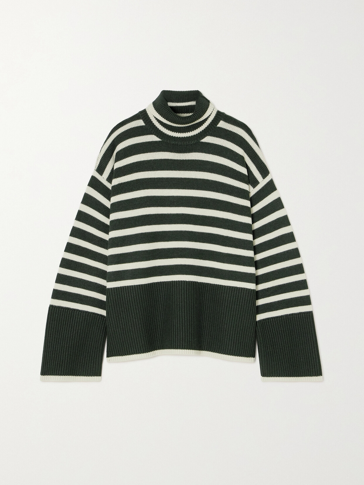 TOTEME - + Net Sustain Striped Wool-blend Turtleneck Sweater - Green