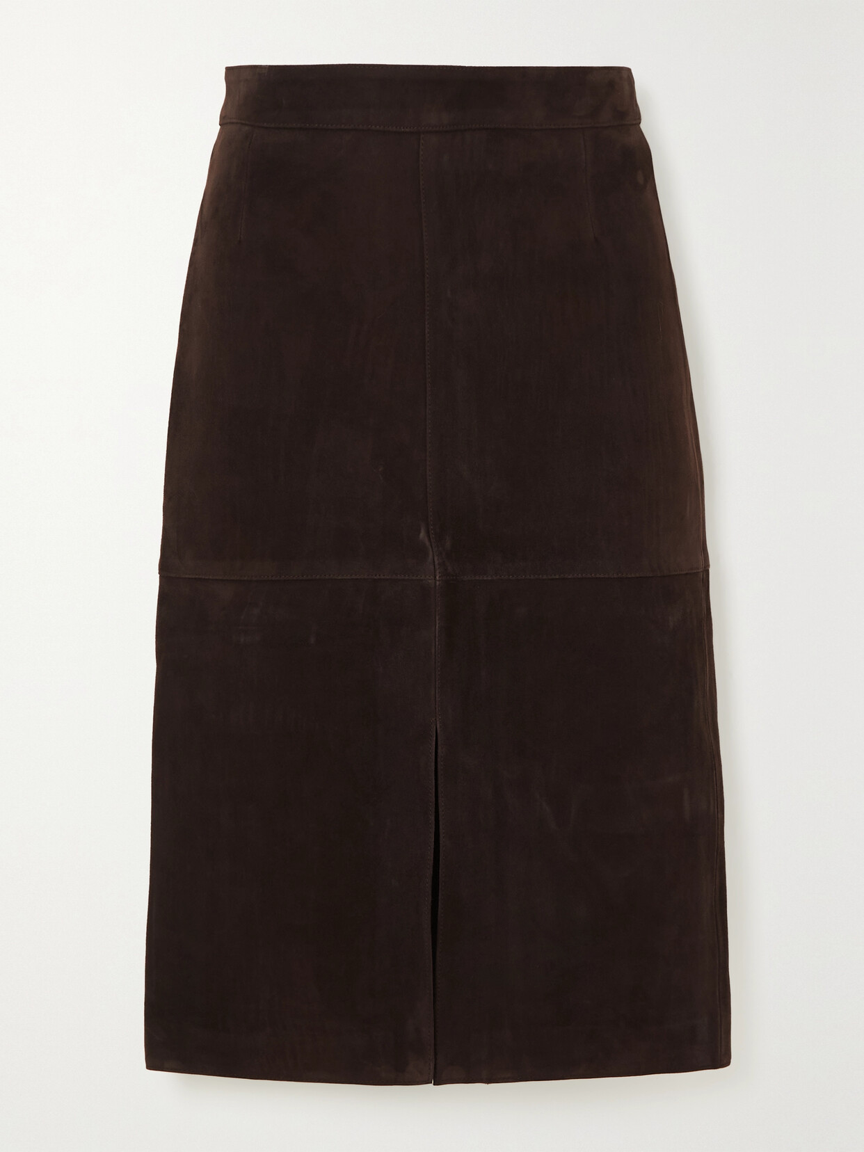 Totême Brown Paneled Leather Midi Skirt