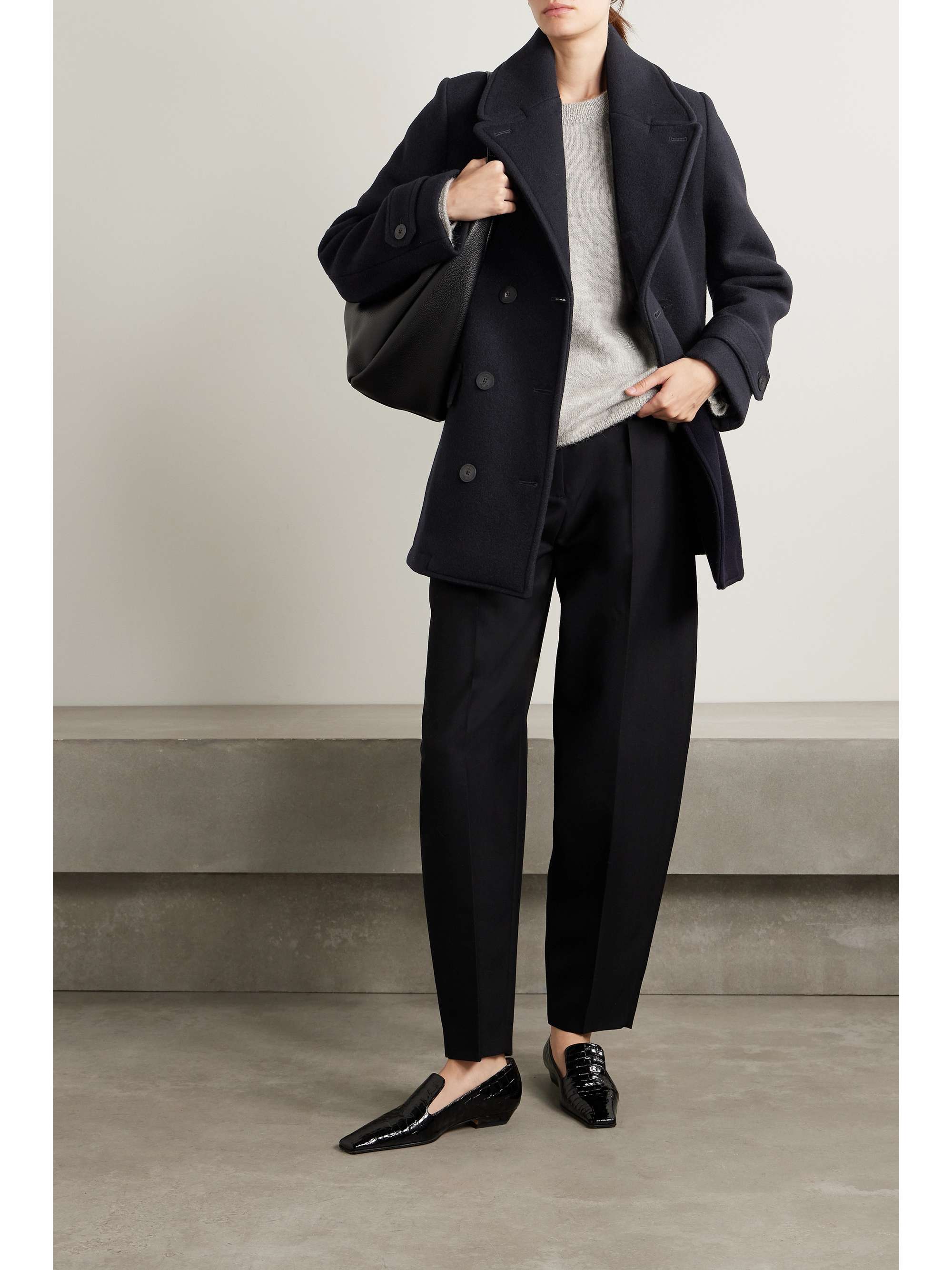 TOTEME + NET SUSTAIN double-breasted recycled wool-blend felt coat |  NET-A-PORTER