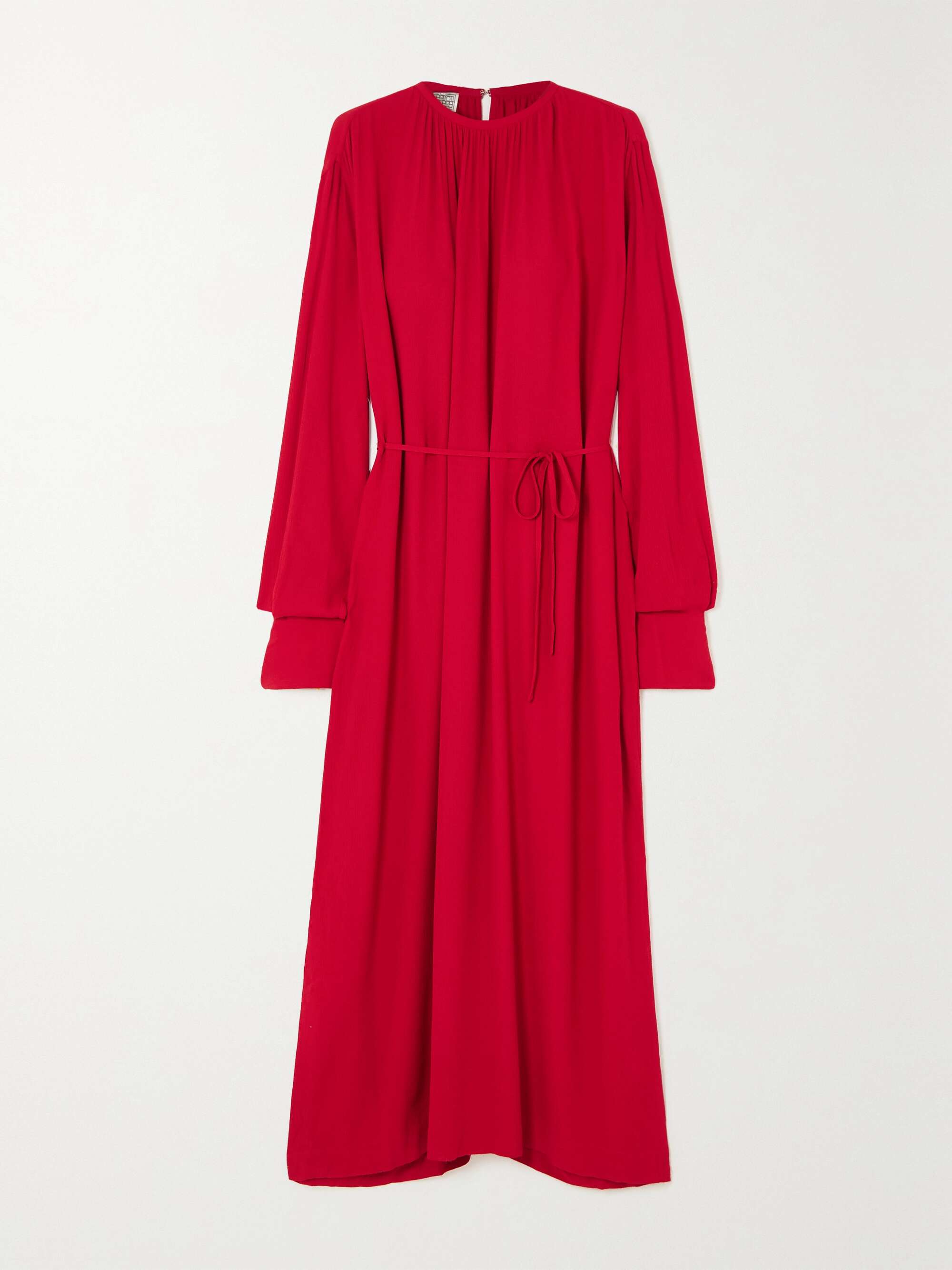 TOTEME Belted gathered crepe maxi dress | NET-A-PORTER