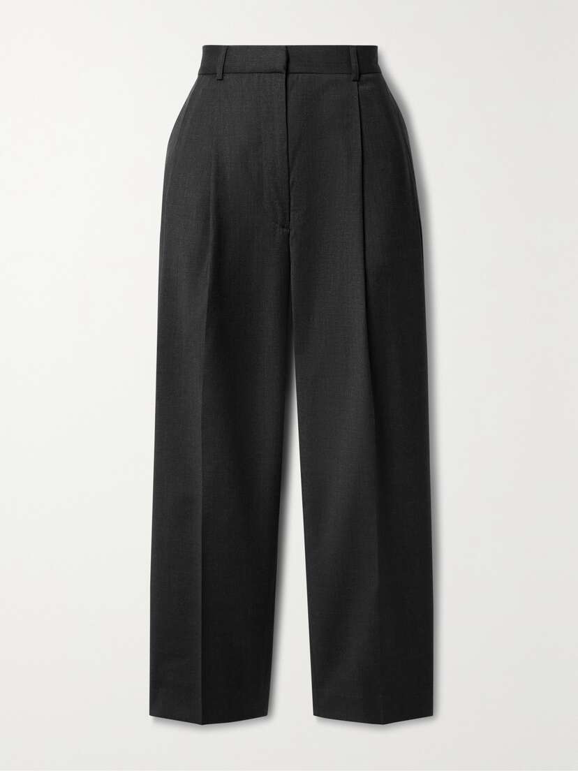TOTEME Cropped Pleated Wool Straight-leg Pants
