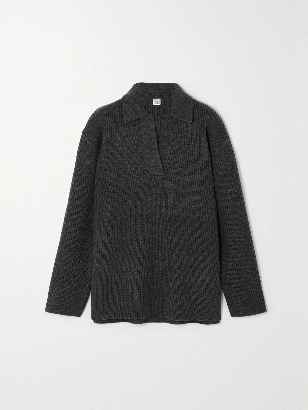 Totême + Net Sustain Oversized Ribbed Wool And Cashmere-blend Sweater In Gray