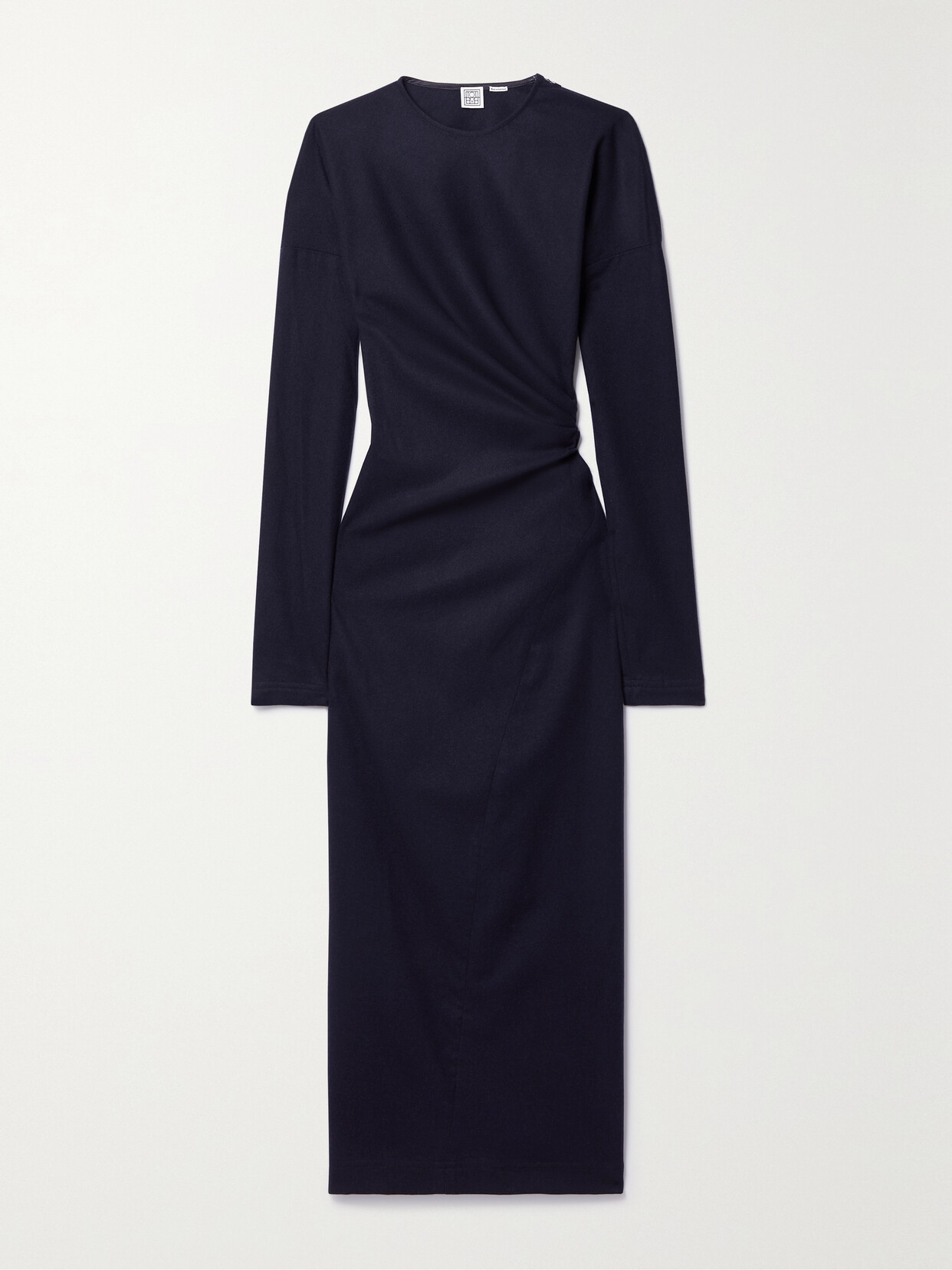 TOTEME Draped Wool-blend Flannel Midi Dress